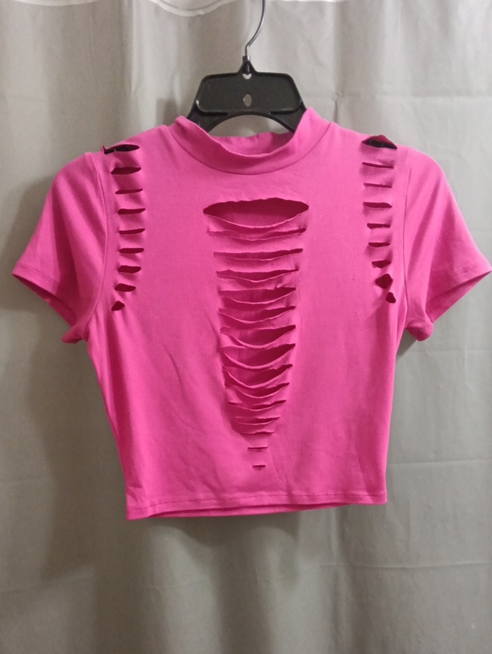 Love J Women's Hot Pink Distressed Crop Top
